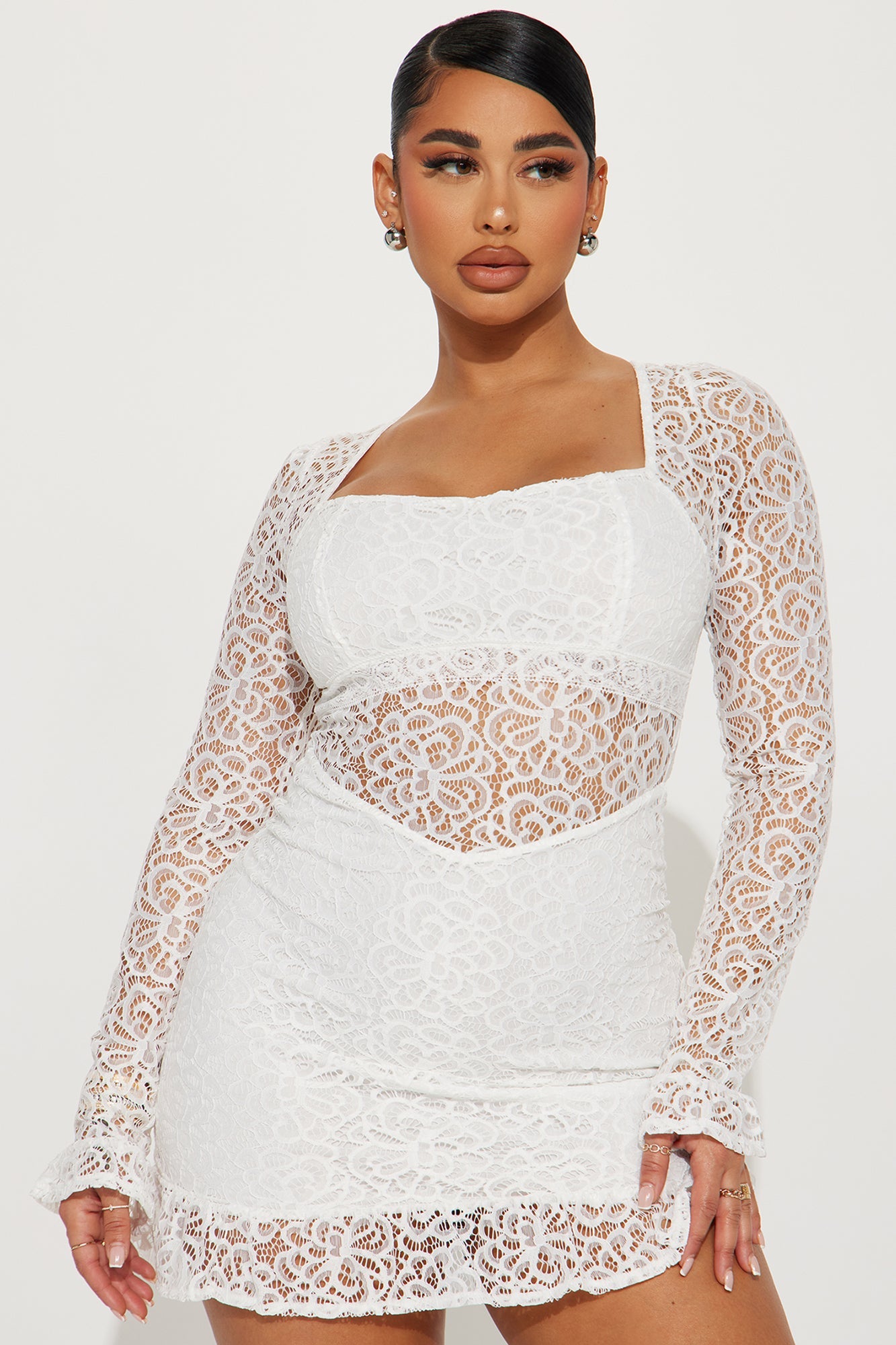 Sophia Lace Mini Dress - White