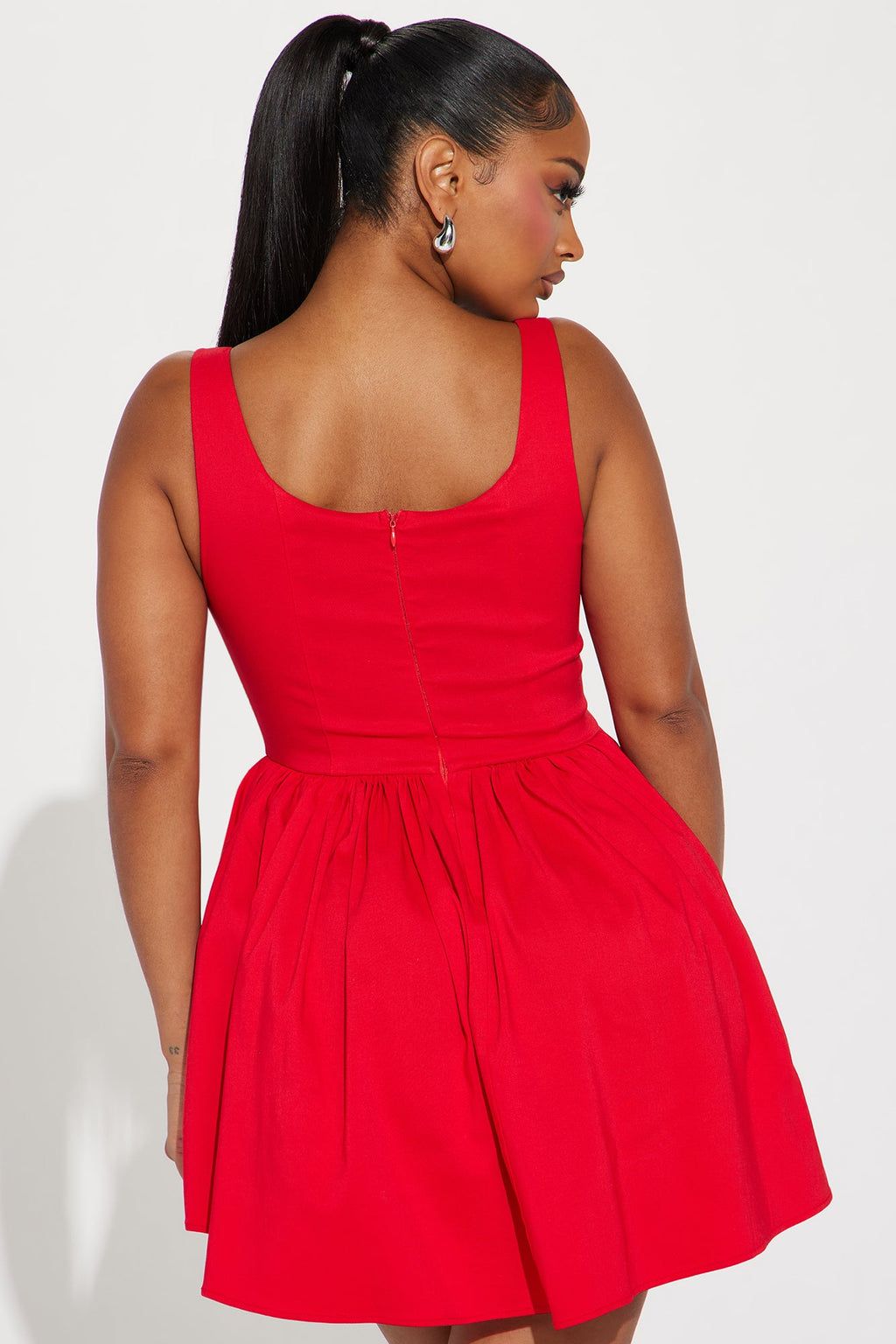 Valentine Twill Mini Dress - Red