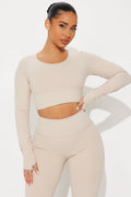 Across Your Core Super Soft Active Top - Light Taupe