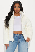 Ski Lift Lightweight Quilted Puffer Jacket - Cream