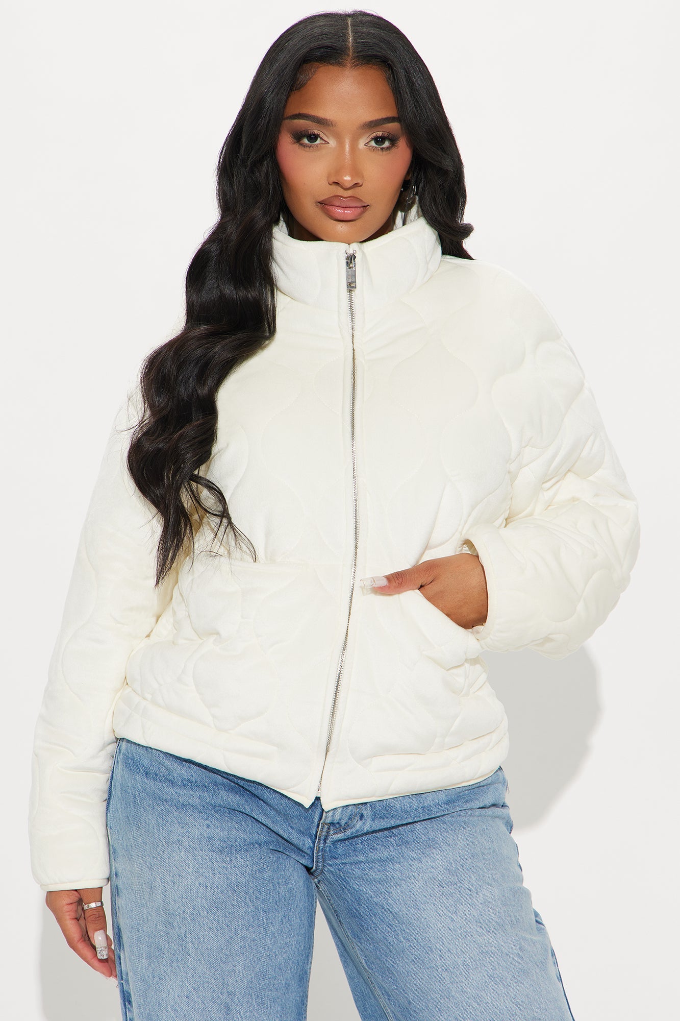 Ski Lift Lightweight Quilted Puffer Jacket - Cream