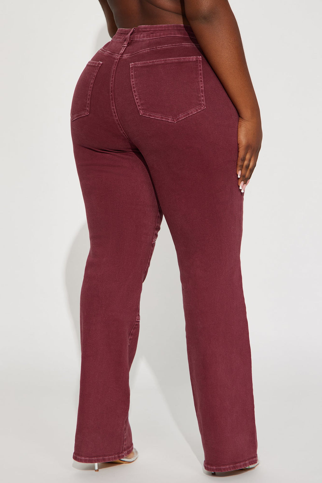 Bordeaux Lace Up Bootcut Jeans - Wine