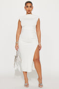 Alice Ruched Midi Dress - White