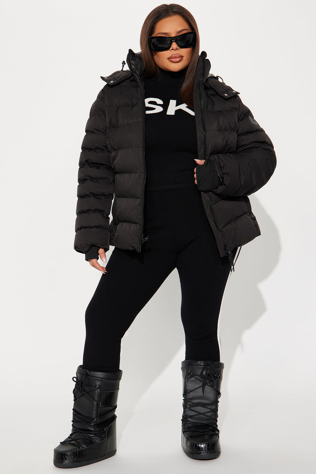 Grab My Skis Puffer Jacket - Black