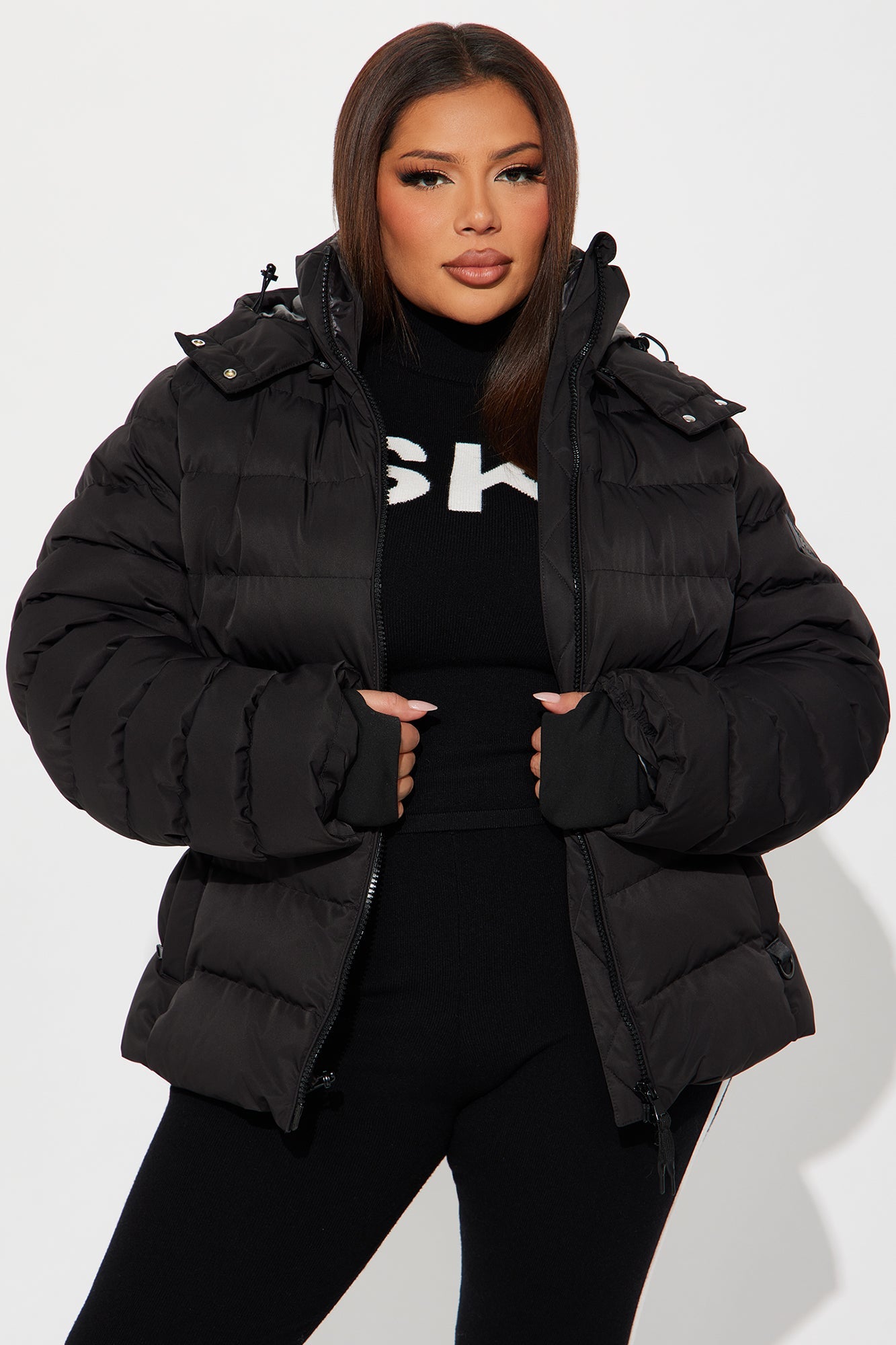 Grab My Skis Puffer Jacket - Black