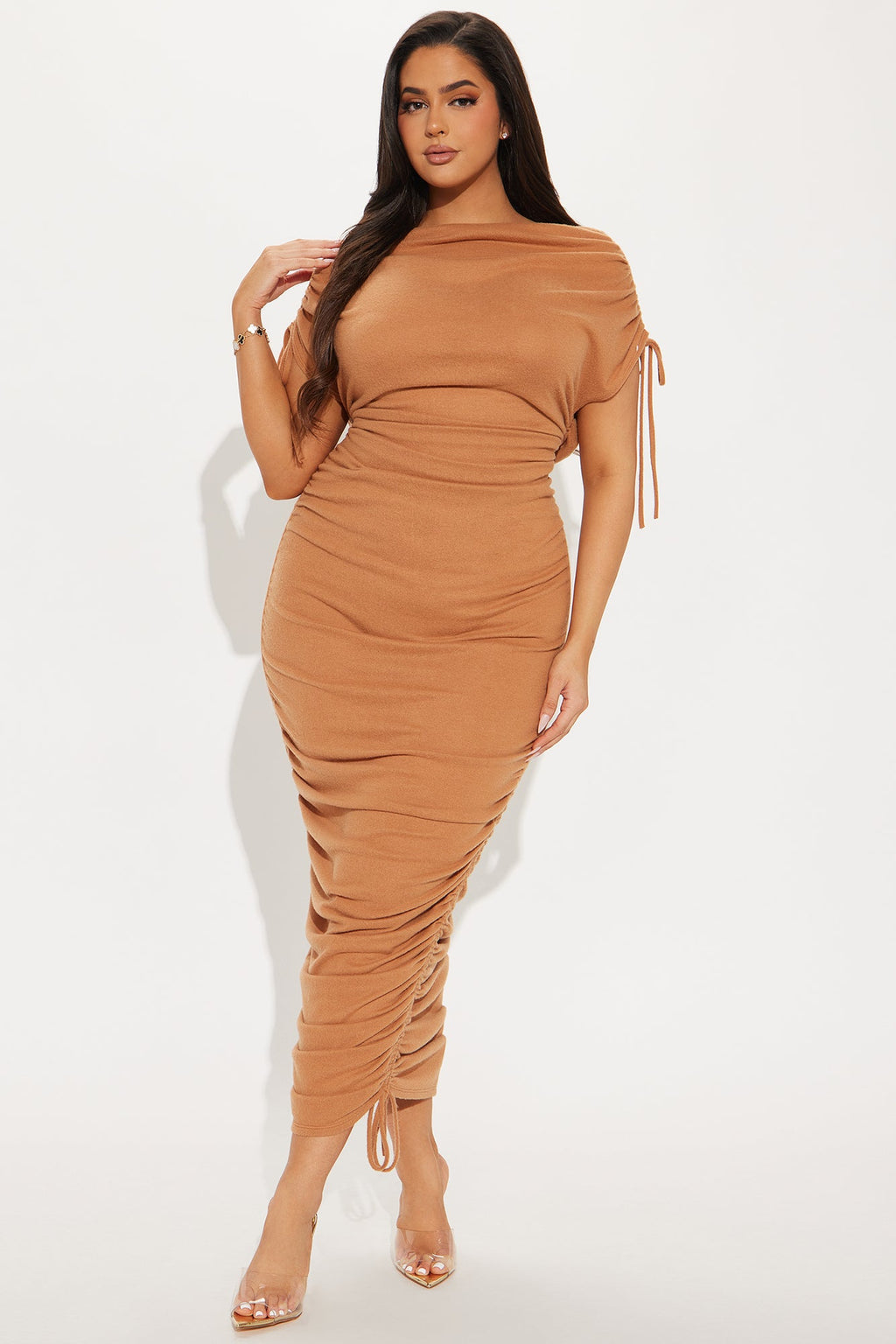Brianne Ruched Maxi Dress - Camel