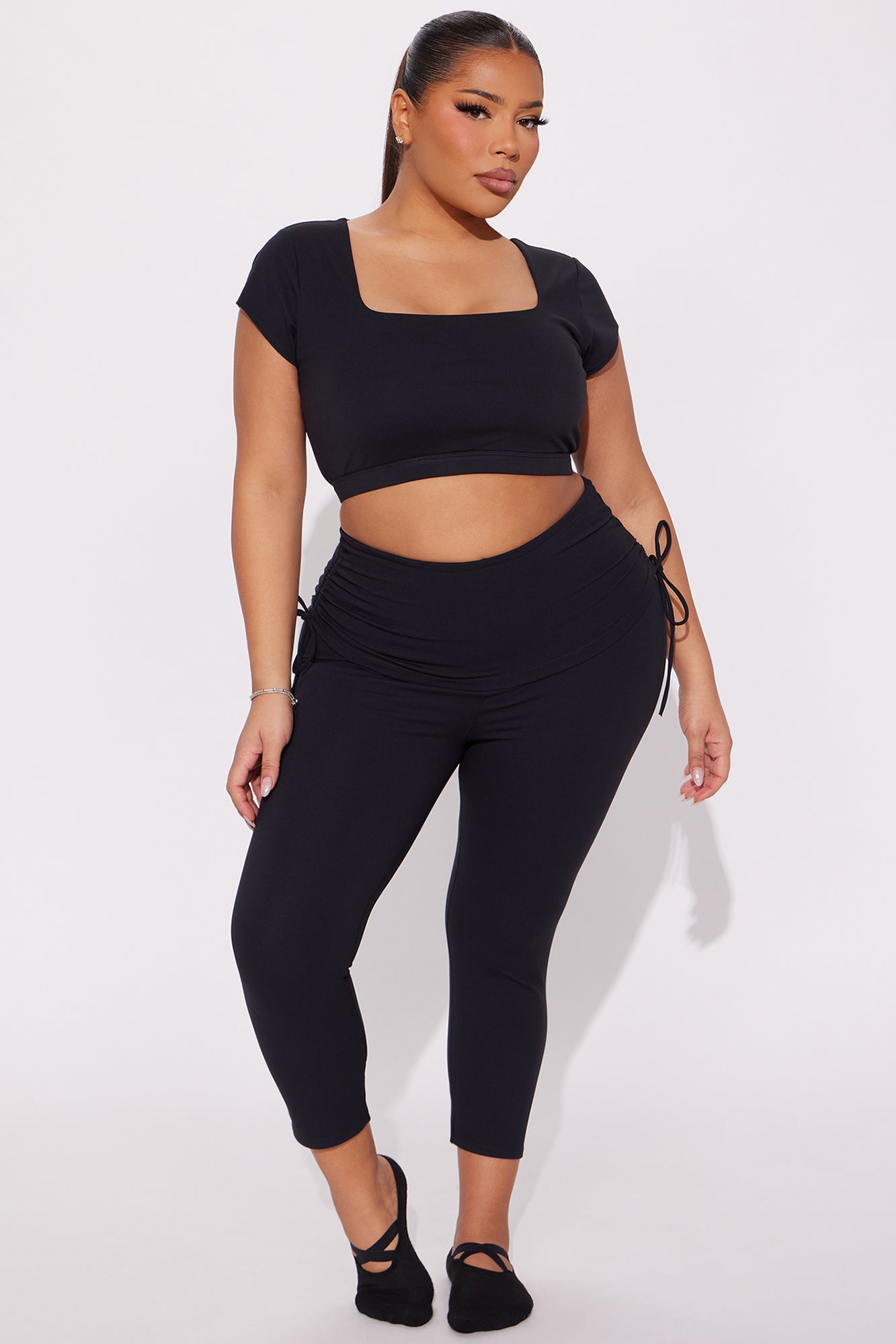 Roll Up Super Soft Active Top - Black