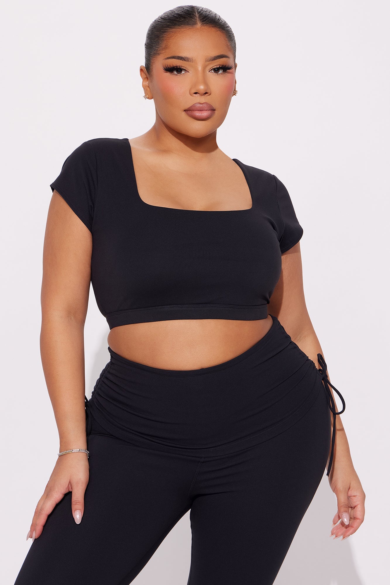 Roll Up Super Soft Active Top - Black