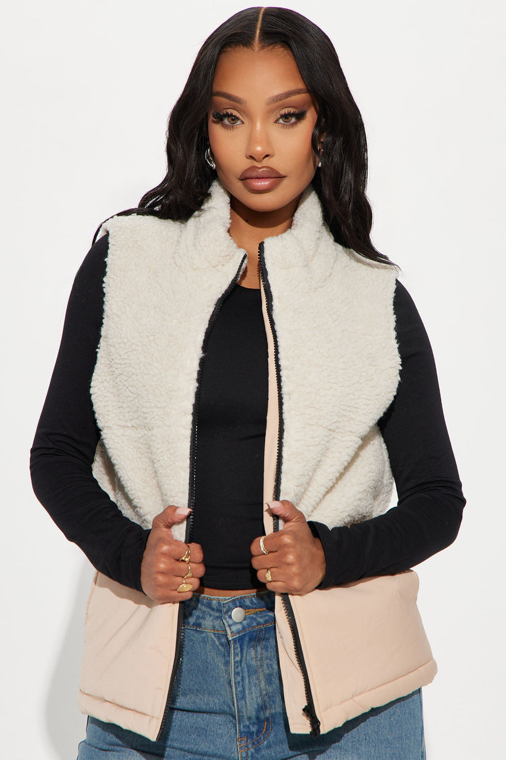 Find Me In The Clouds Sherpa Vest - Tan