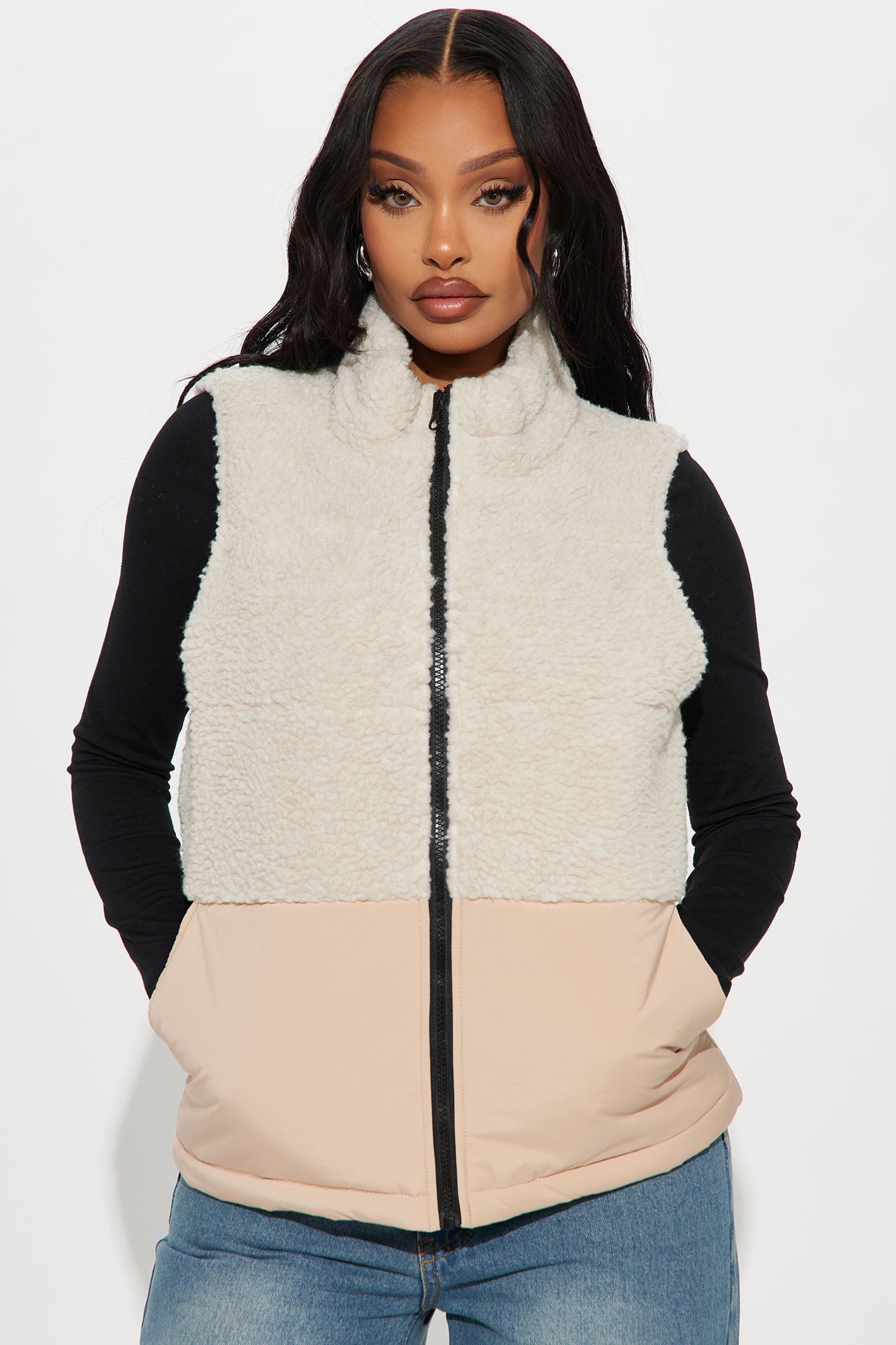 Find Me In The Clouds Sherpa Vest - Tan