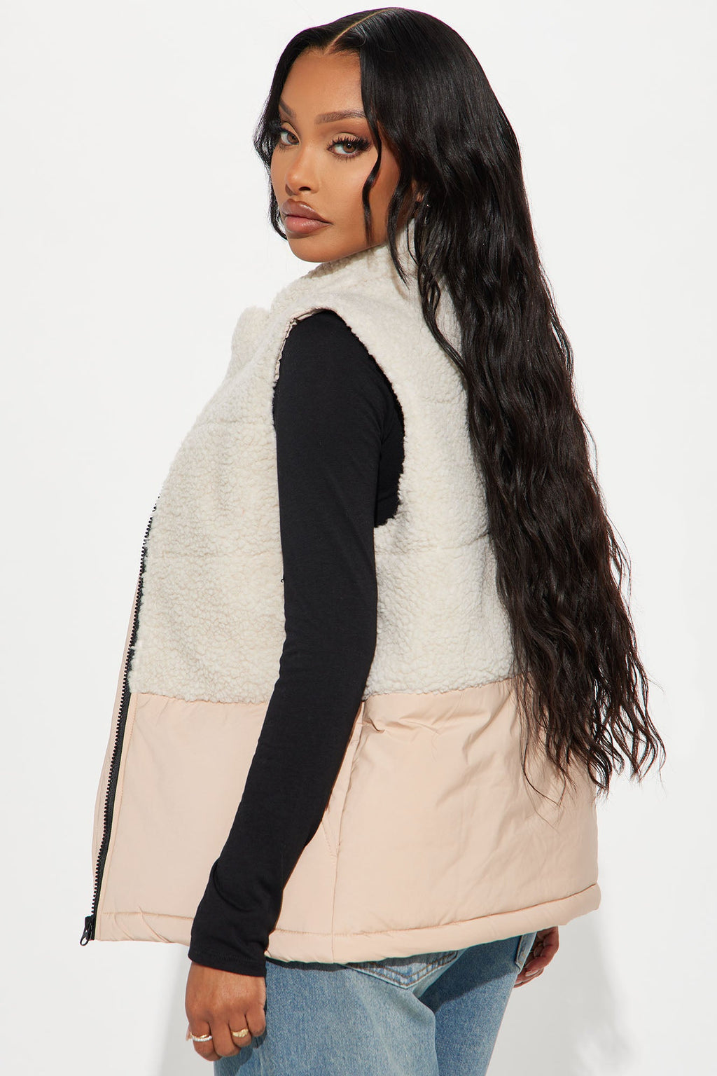 Find Me In The Clouds Sherpa Vest - Tan