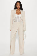 Booked And Busy Blazer Pant Set - Taupe