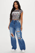 Raveena Ripped Straight Leg Jeans - Medium Wash