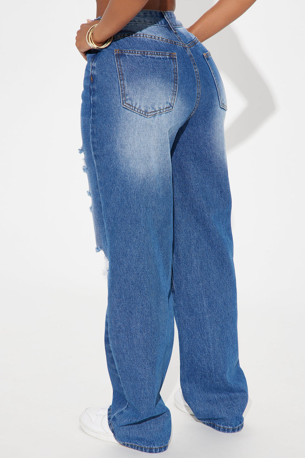 Raveena Ripped Straight Leg Jeans - Medium Wash