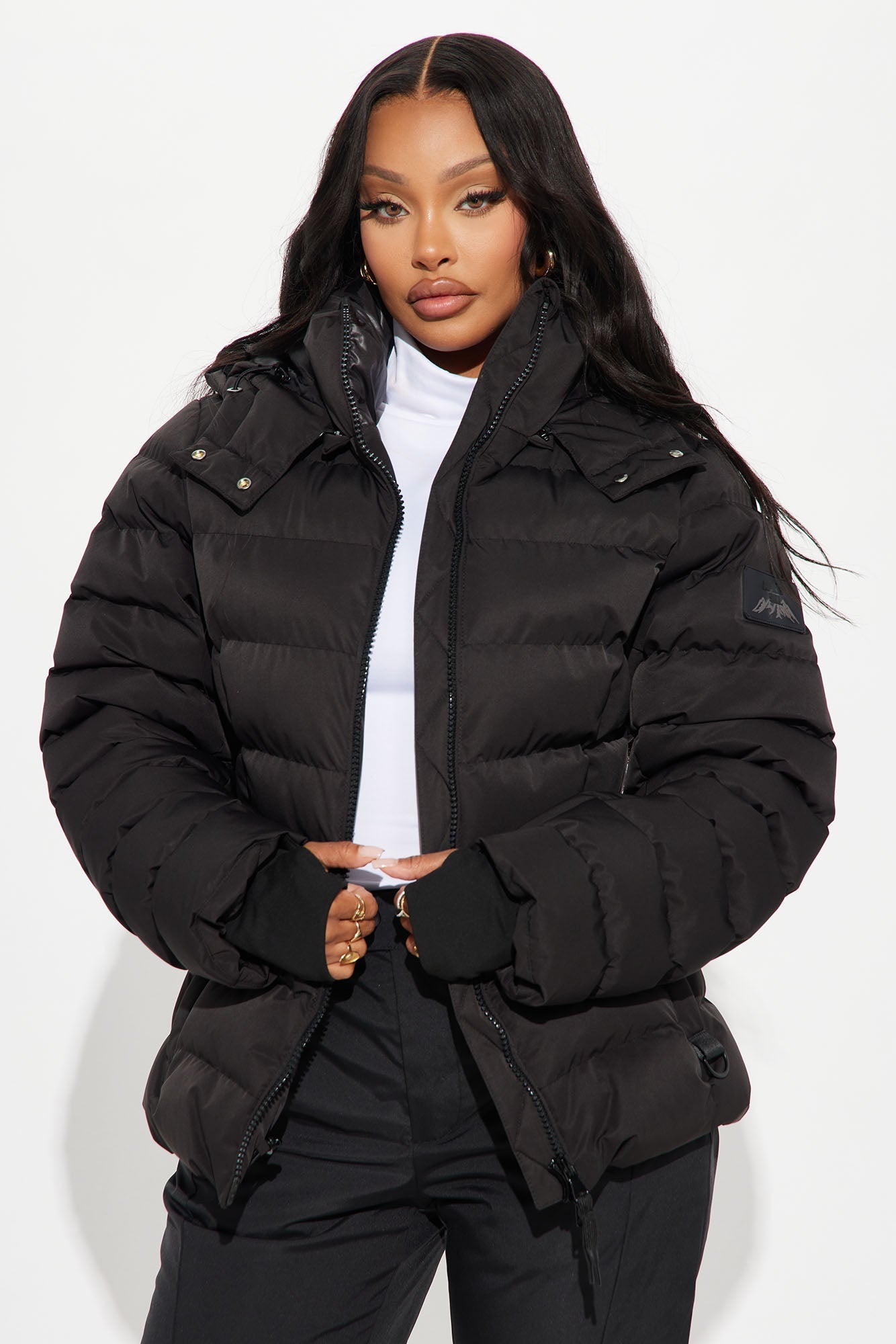 Grab My Skis Puffer Jacket - Black