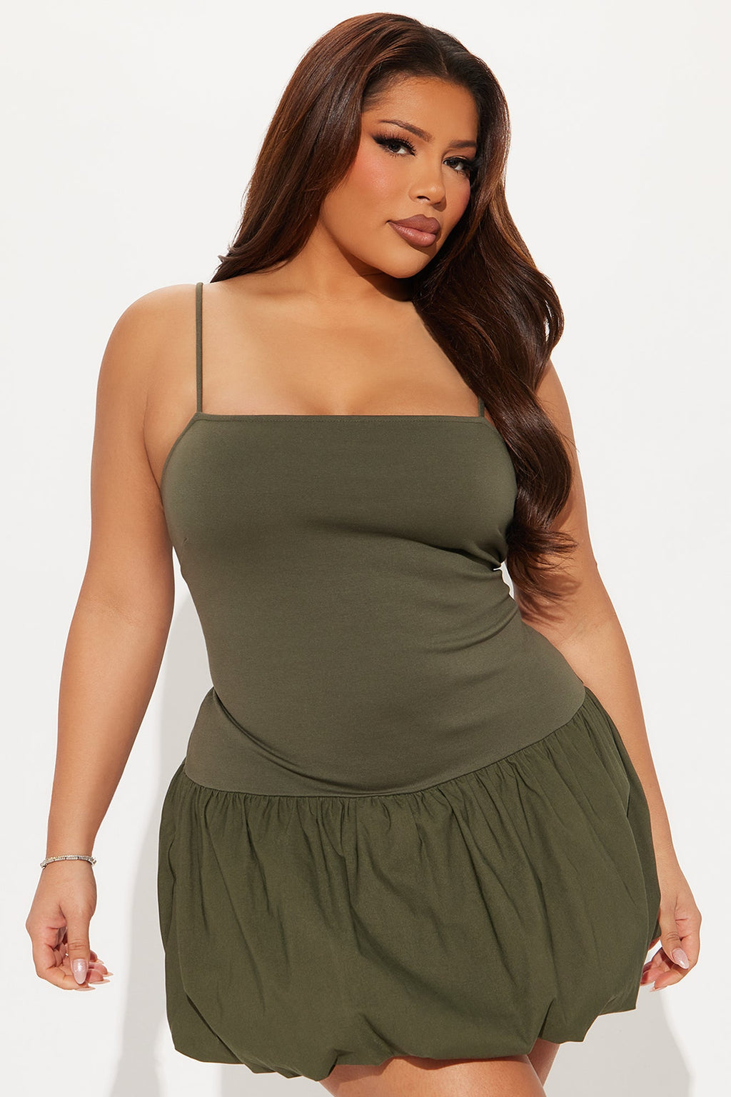 Claire Bubble Mini Dress - Olive
