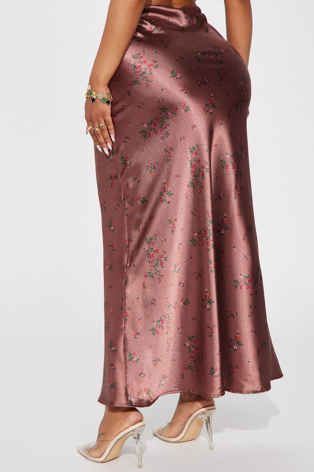 Buy Myself Flowers Satin Maxi Skirt - Copper