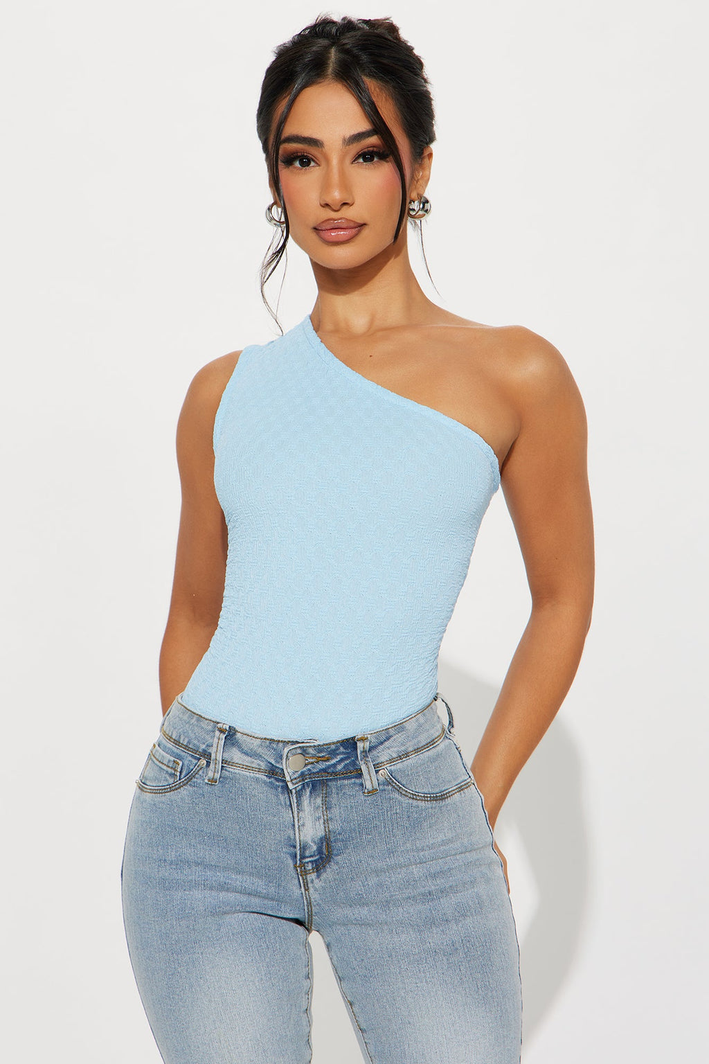 Keep Up One Shoulder Top - Blue