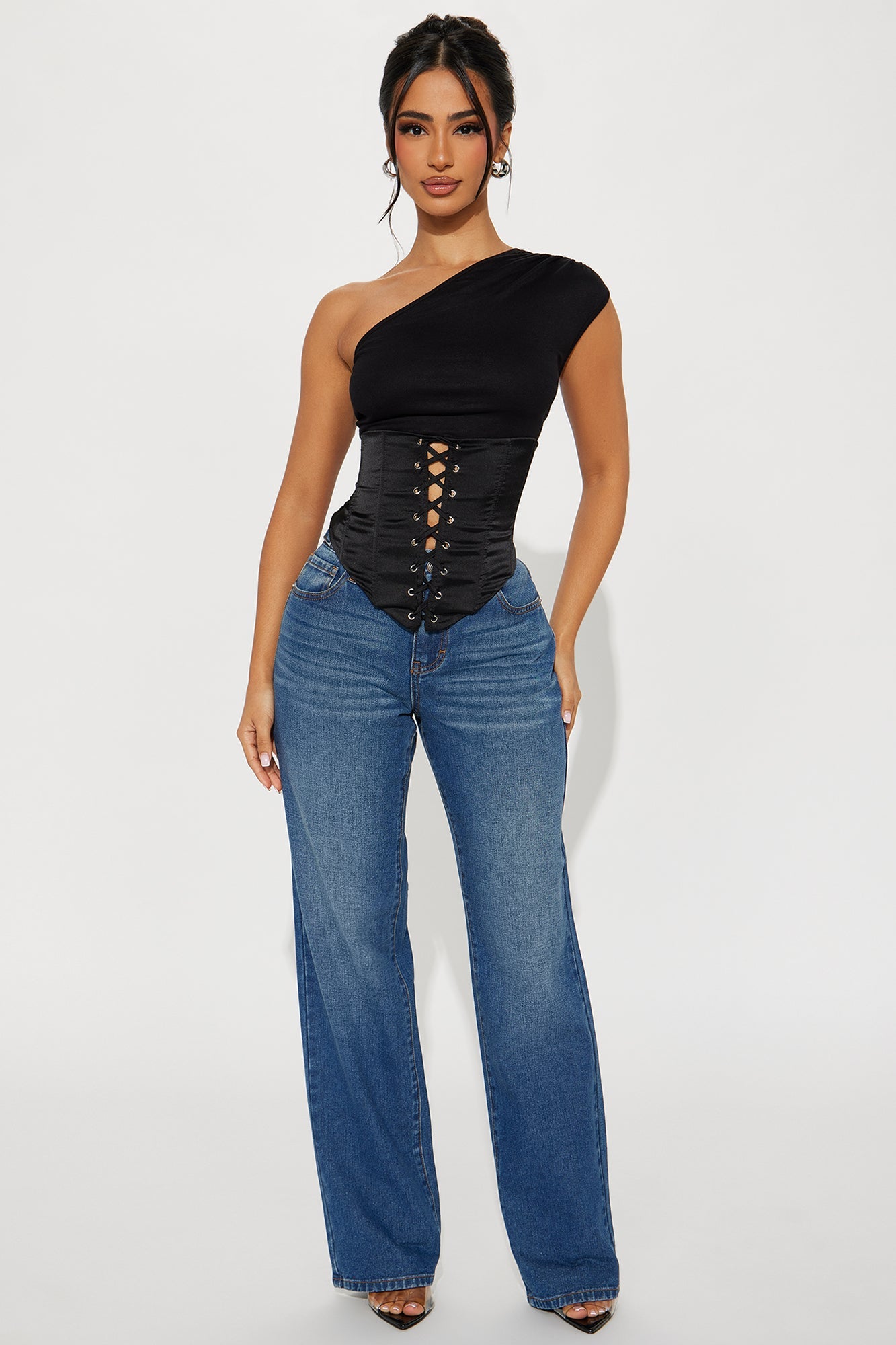 Love On The Line Corset Top - Black