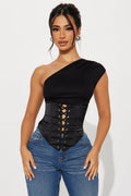 Love On The Line Corset Top - Black