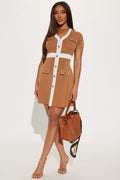 Money Moves Sweater Mini Dress - Khaki/combo