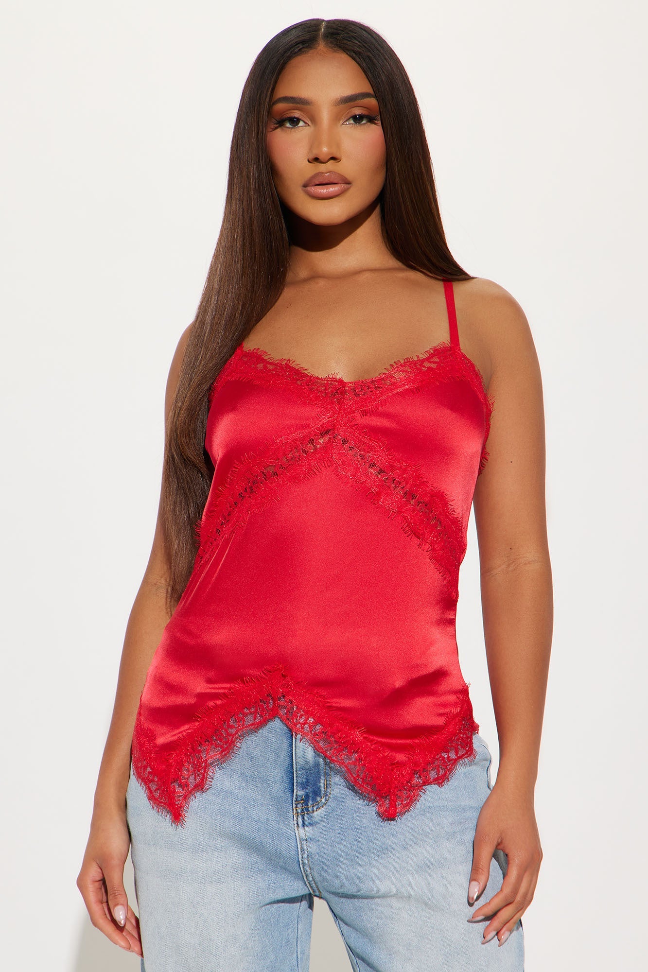 Bellisima Satin Cami Top - Red