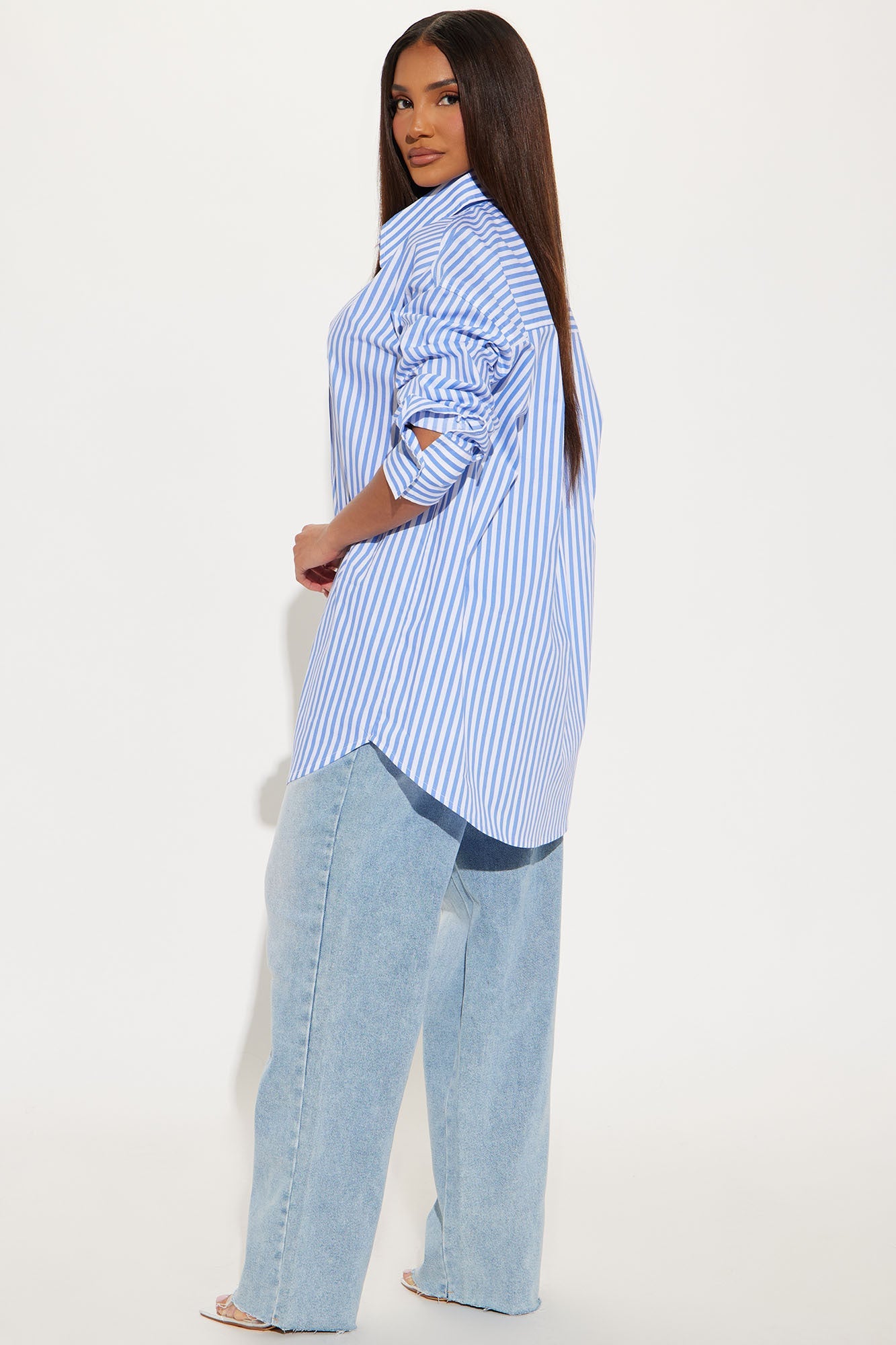 La Dolce Vita Embroidered Striped Shirt - Blue/combo
