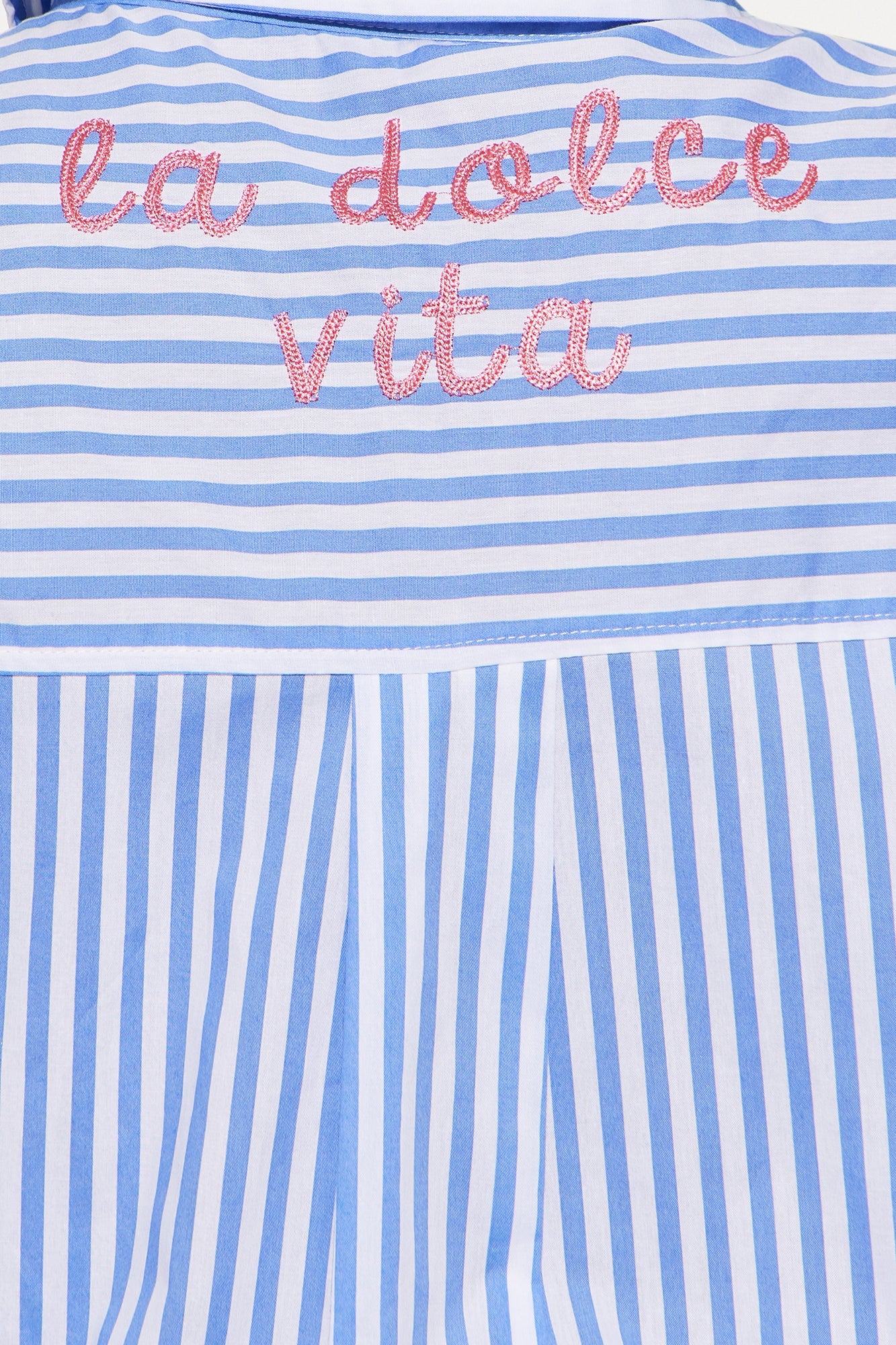 La Dolce Vita Embroidered Striped Shirt - Blue/combo