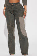 In Reverse Stretch Straight Leg Jeans - Grey/combo