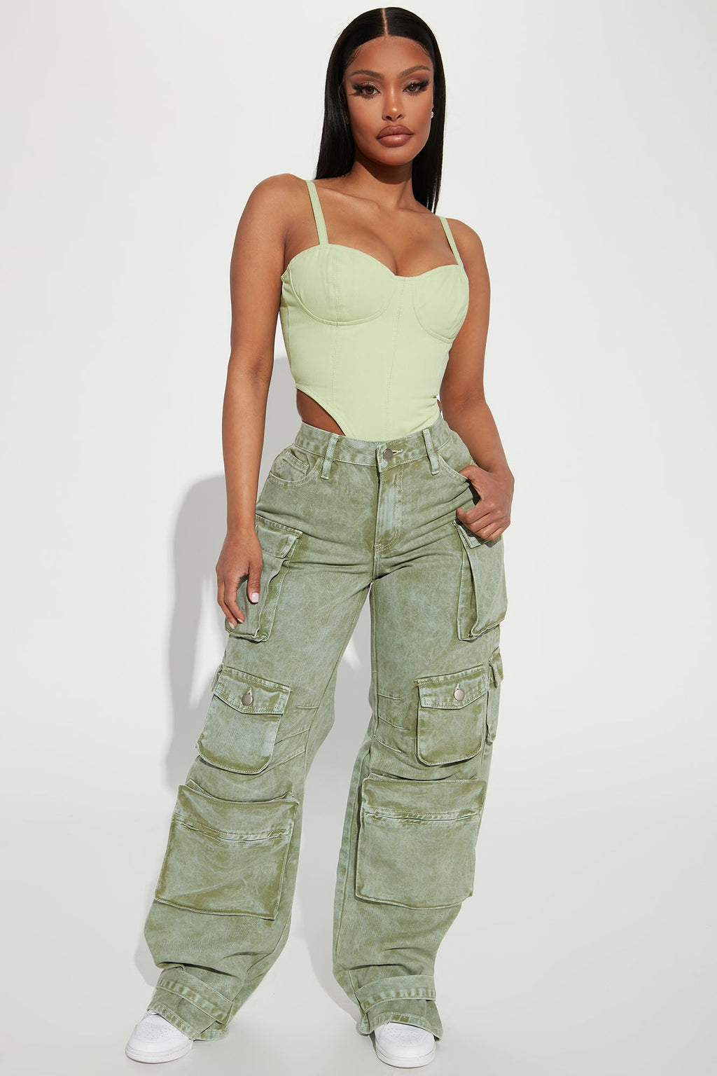 Billie Low Slung Cargo Jeans - Green