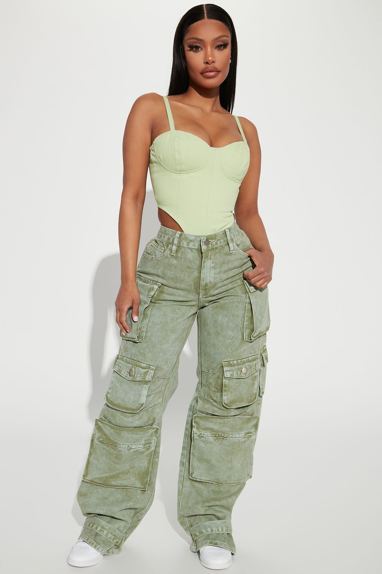 Billie Low Slung Cargo Jeans - Green