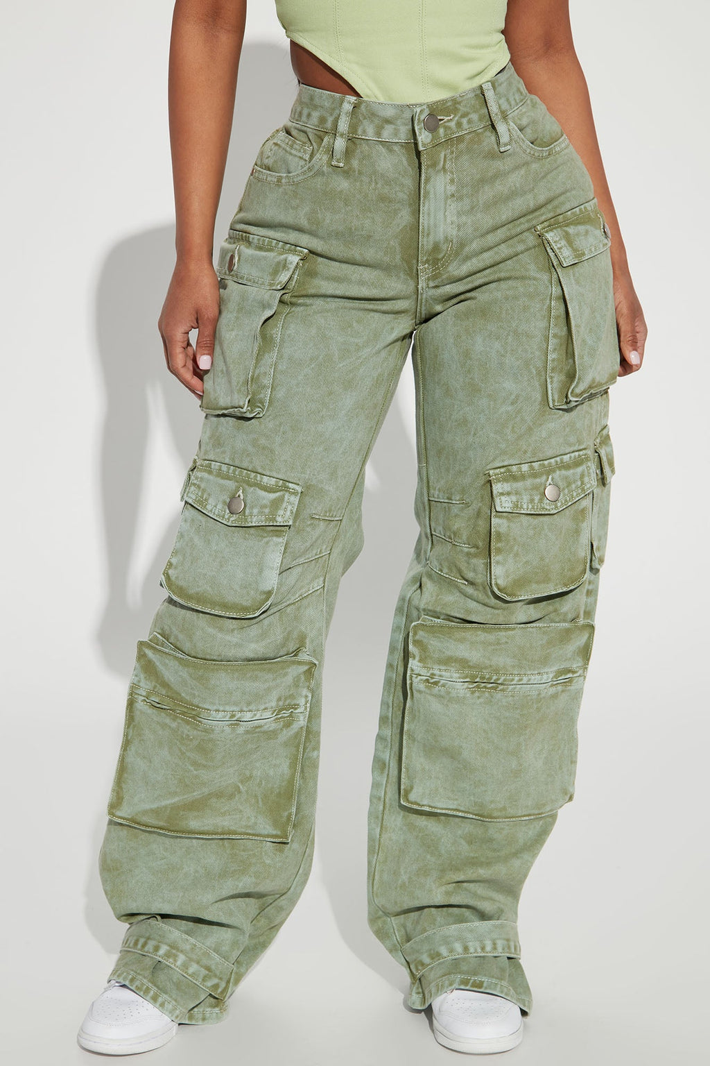Billie Low Slung Cargo Jeans - Green
