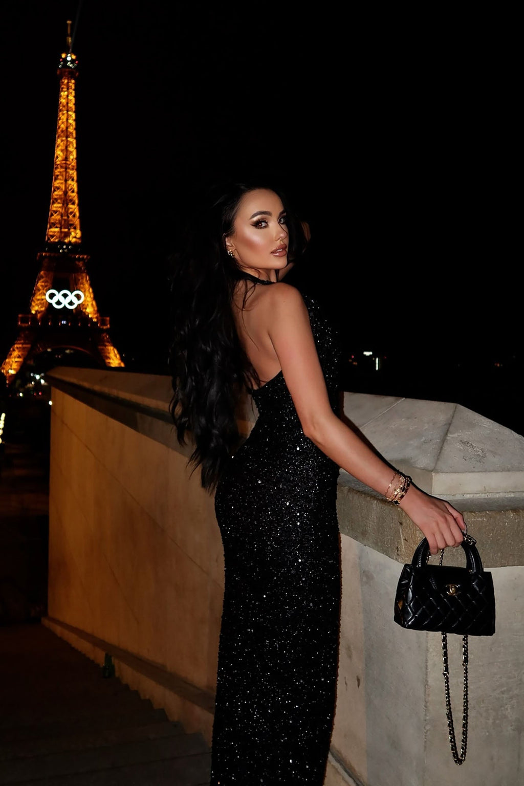 Hailie Sequin Maxi Dress - Black