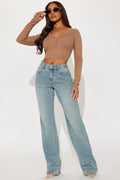 Dani Drop Waist Straight Leg Jeans - Medium Wash