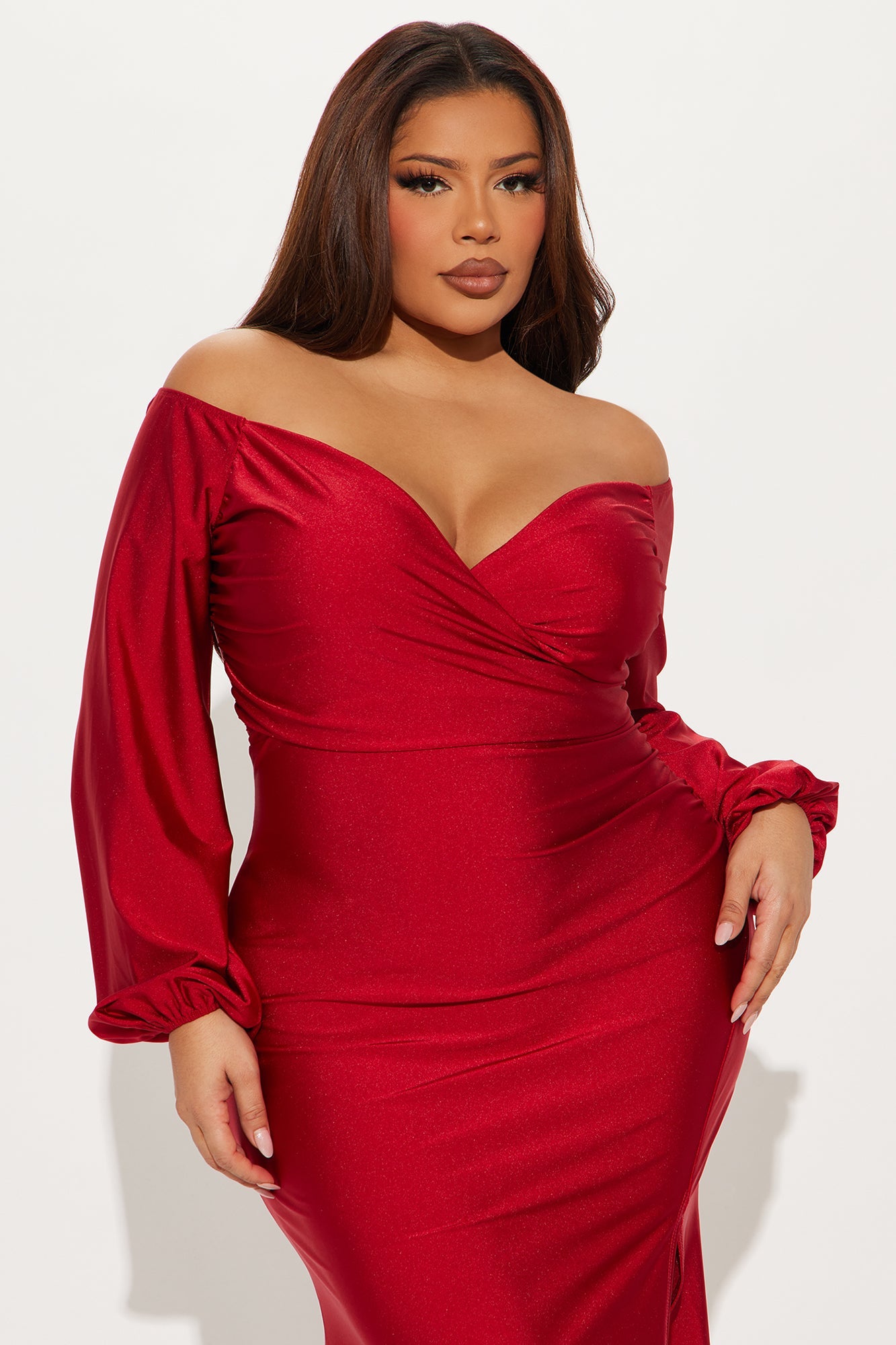 Denise Off Shoulder Maxi Dress - Red