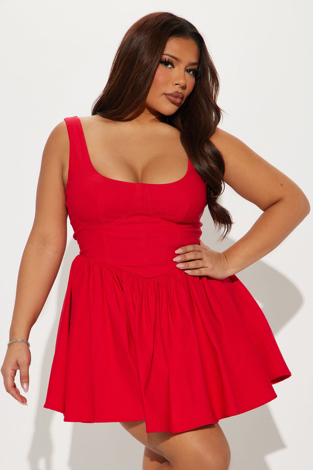 Valentine Twill Mini Dress - Red