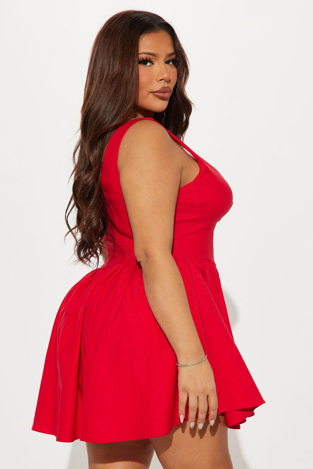 Valentine Twill Mini Dress - Red
