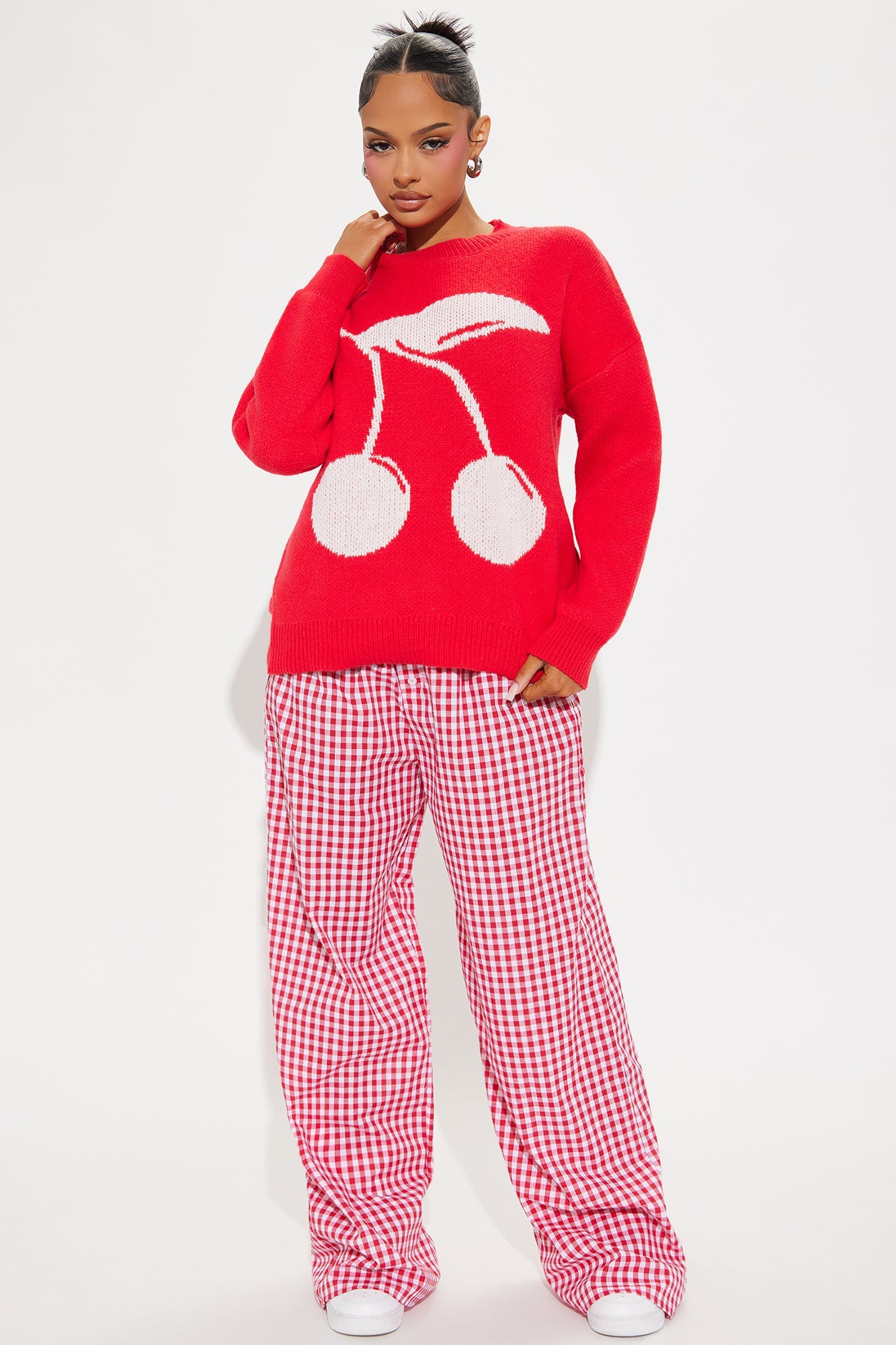 Cherry Taste Oversized Sweater - Red