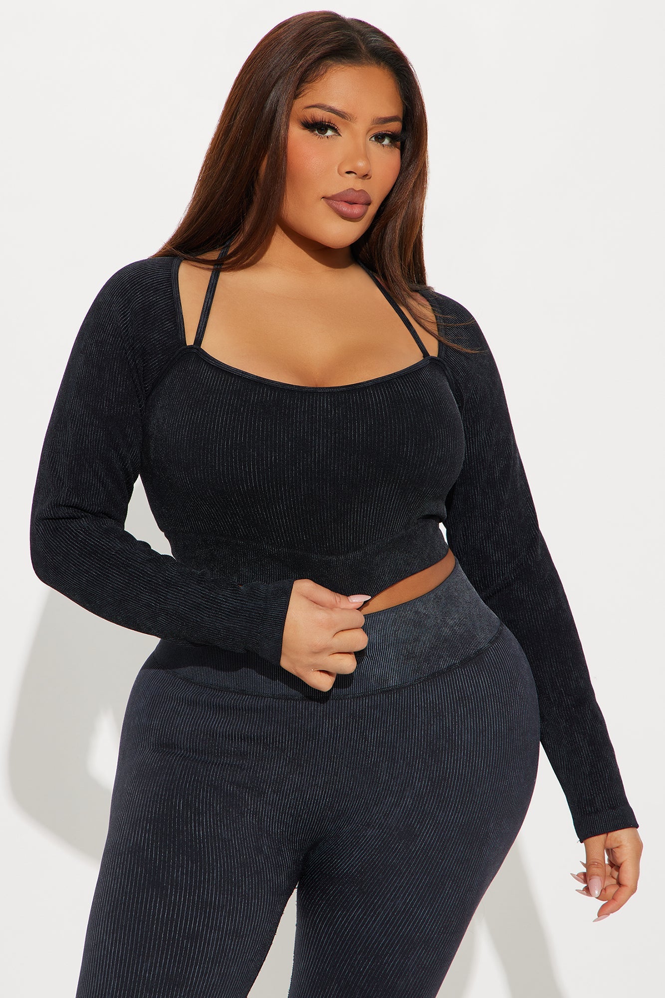 Imprint Effortless Seamless Washed Active Top - Black