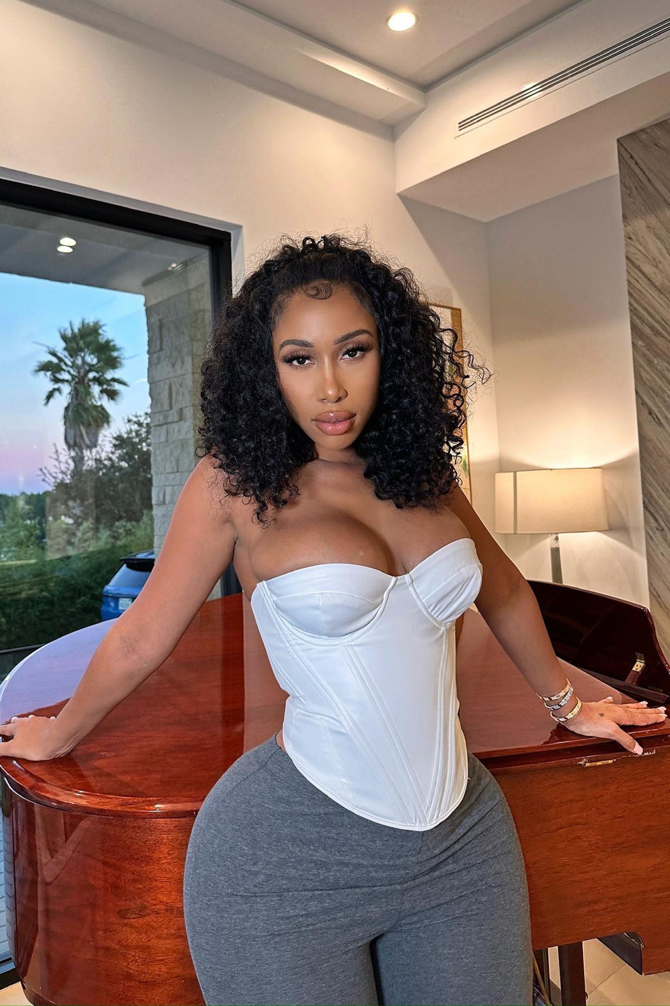 Bae For Tonight Faux Leather Corset Top - White