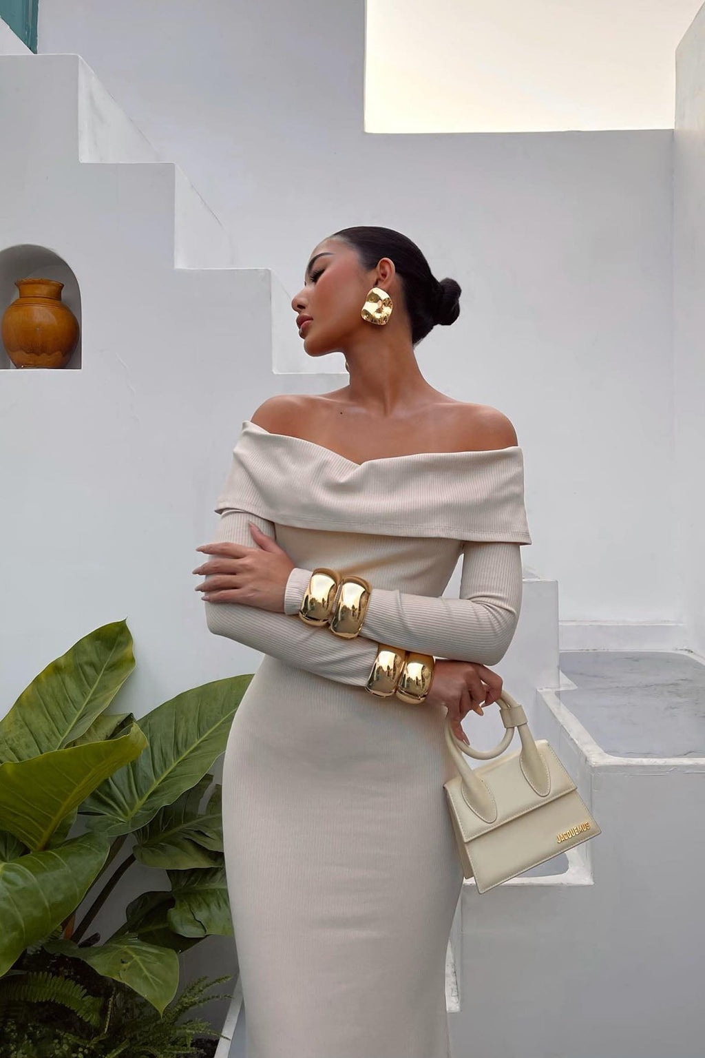 Nayeli Snatched Maxi Dress - Cream