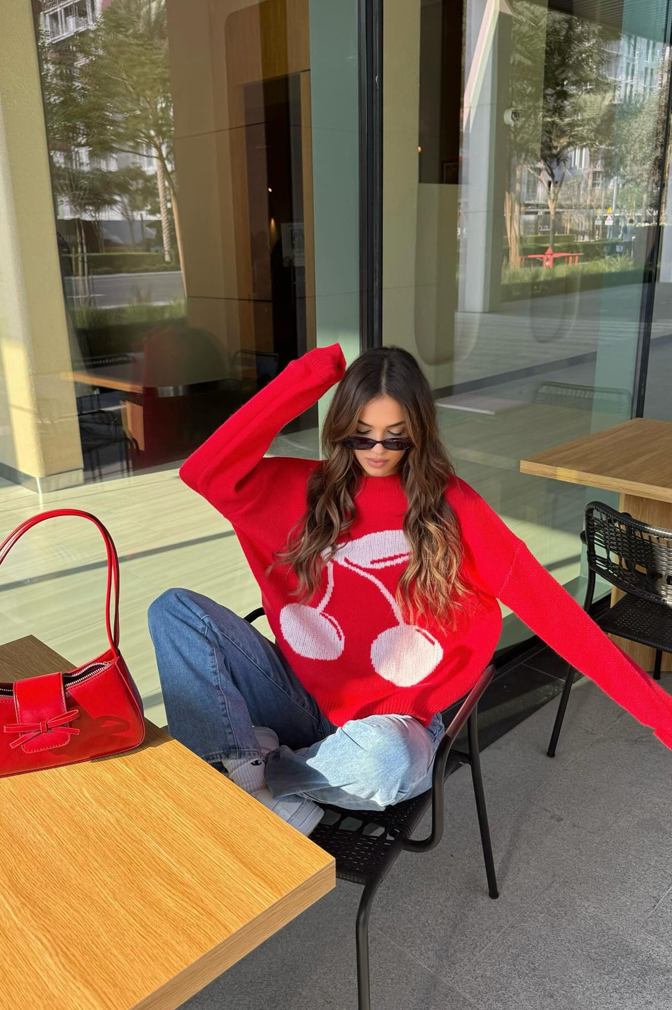 Cherry Taste Oversized Sweater - Red