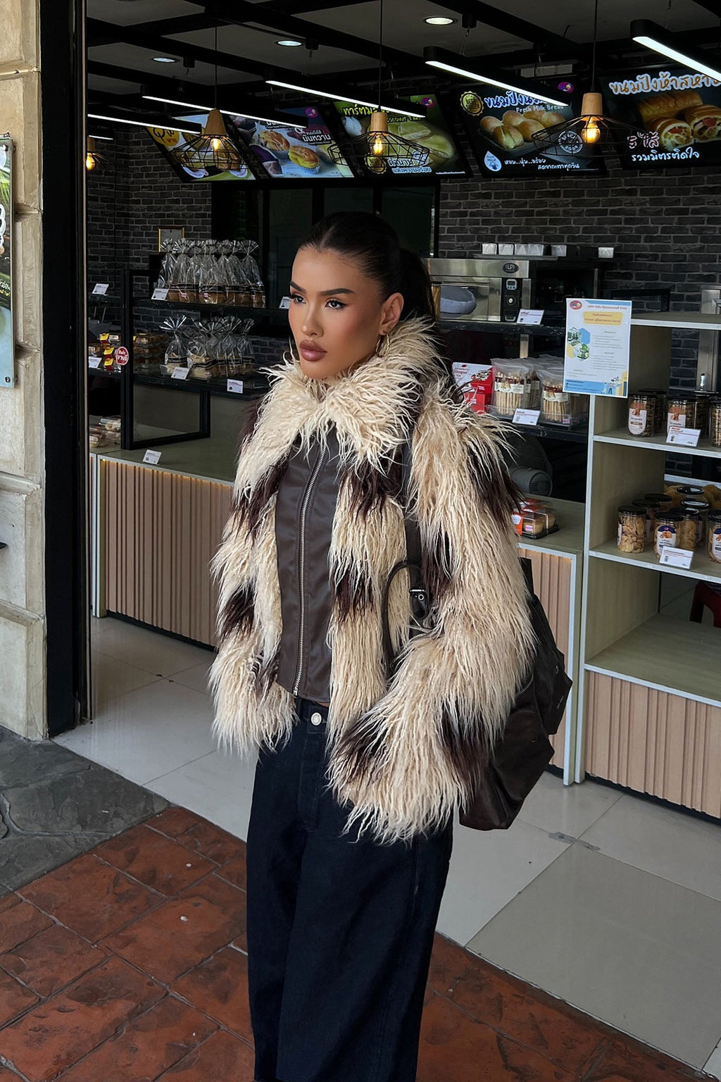 It's Your Moment Faux Fur Jacket - Cream/combo
