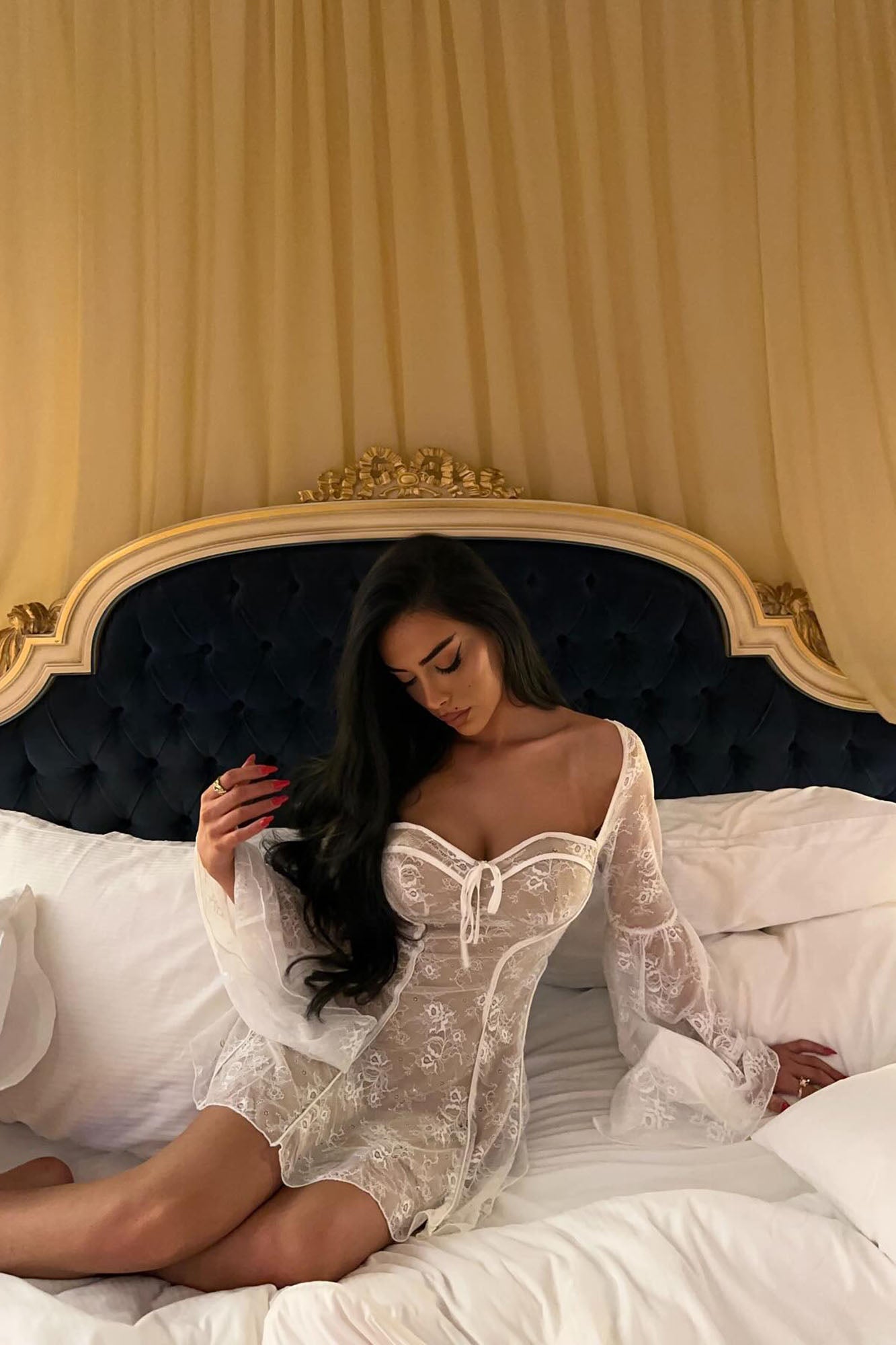 Analise Lace Mini Dress - Nude/combo