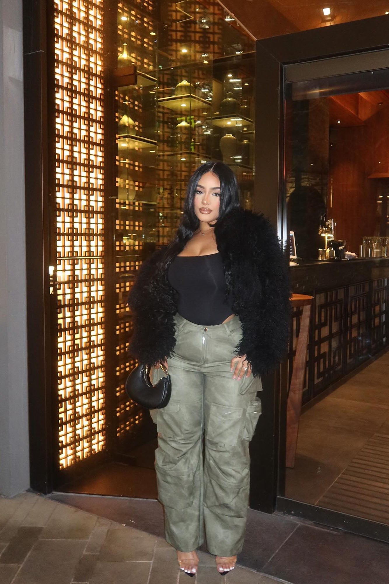 Harvey Washed Faux Leather Cargo Pant - Olive