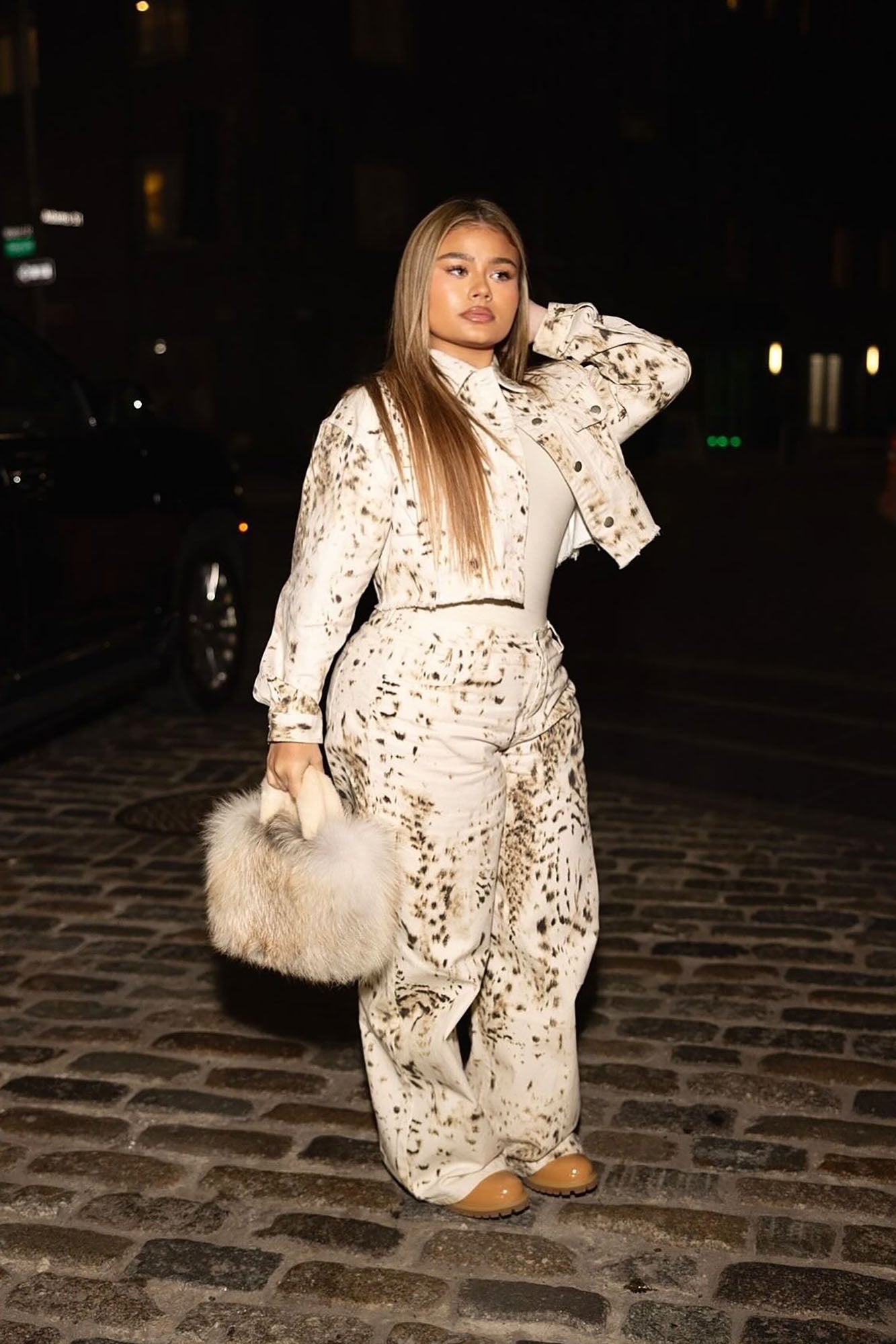 Calexico Non Stretch Printed Wide Leg Jean - White/combo