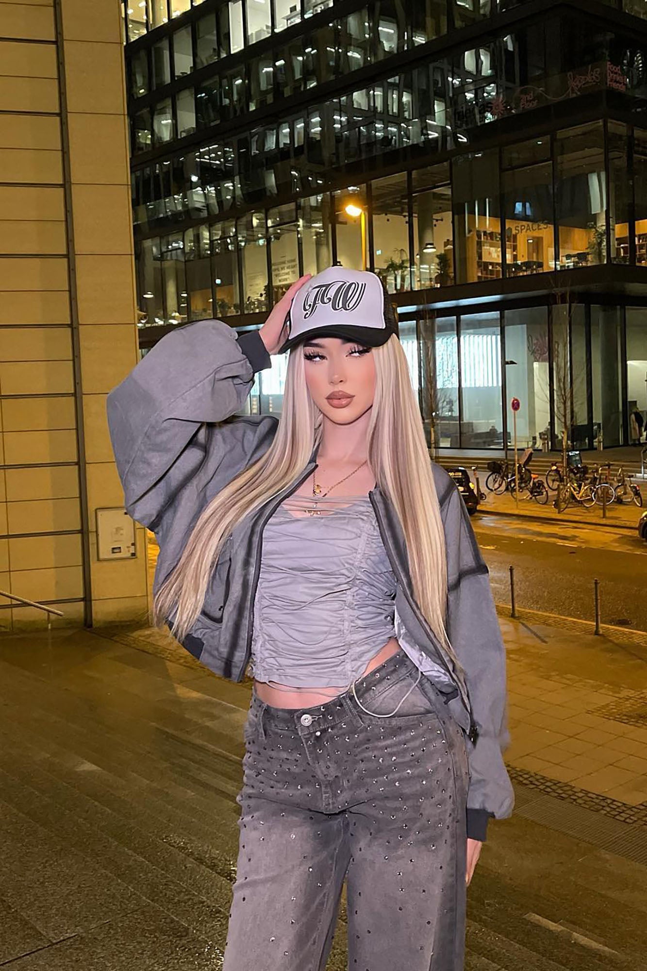 Expose The Fakes Washed Bomber - Grey/combo