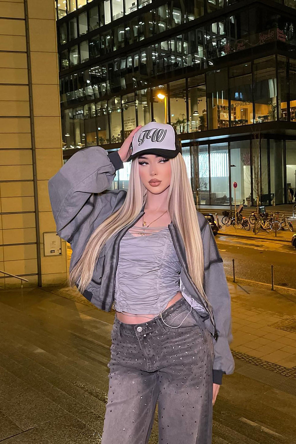 All The Details Corset Top - Grey