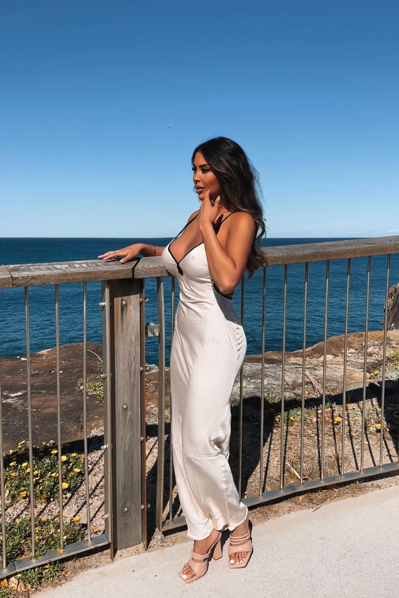 Saisha Satin Maxi Dress - Cream