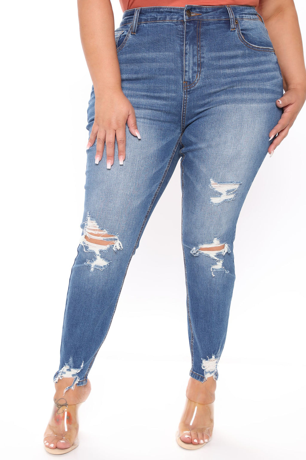 Ego Trip Mid Rise Jeans - Medium Blue Wash